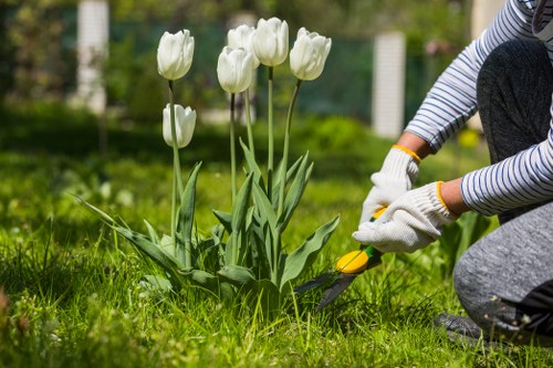 Gardener safety briefing at a garden maintenance site